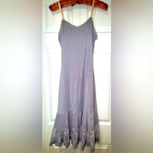 Matilda Jane Gray spaghetti strap Eyelet Ruffle slip dress boho size Small VVGUC